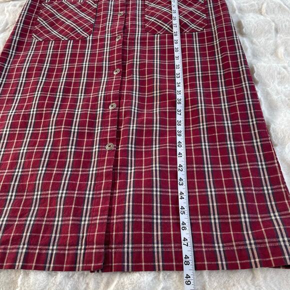 🔥VTG Mountain Lake Plaided Red Jumper Dress School Preppy Cottage Grunge Sz MP - Picture 9 of 9